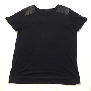 COS Black w/leather Short Sleeve Shirt Size M